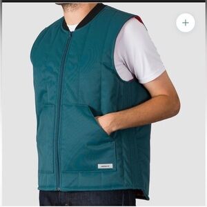 Adidas teal zip up quilted puffer snowboarding vest w/ 3 pockets men’s sz xl EUC